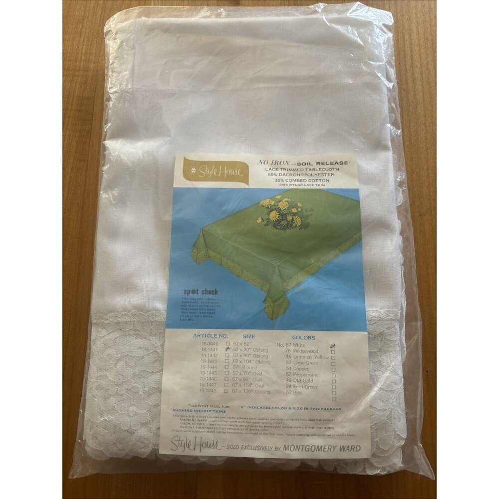 VTG Montgomery Ward Style House Tablecloth 52" X 70" White Lace USA NEW AS IS!
